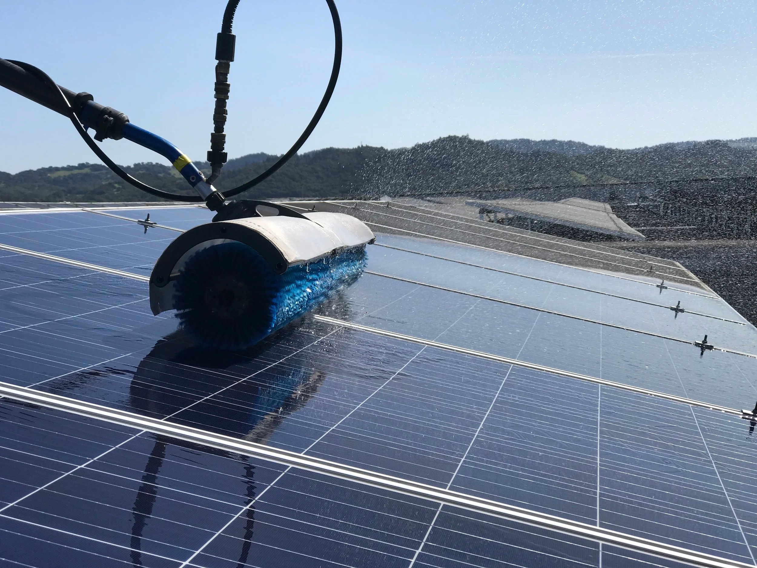 Solar panel maintenance at a California winery